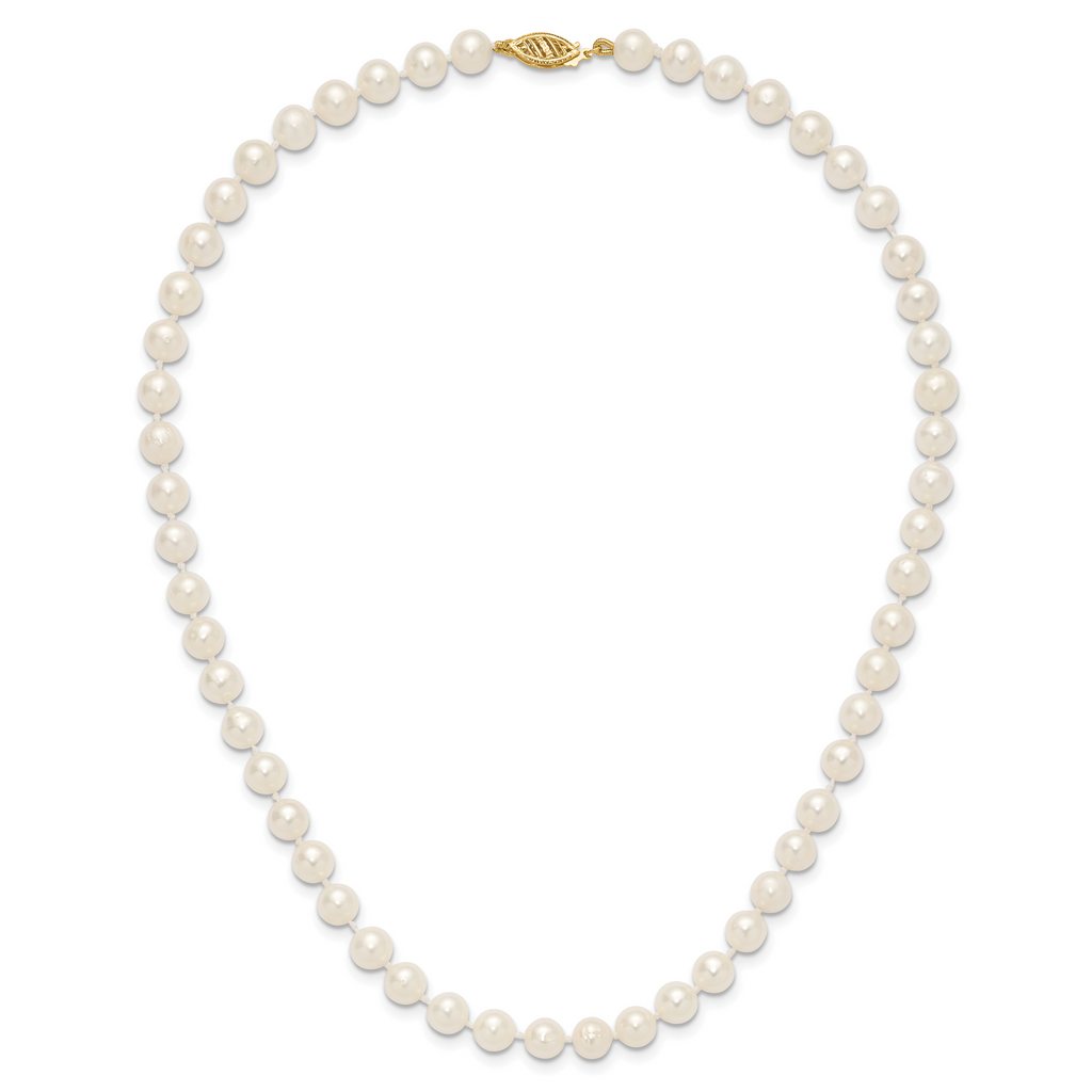 14k 6-7mm White Near Round Freshwater Cultured Pearl 8.25 inch Bracelet