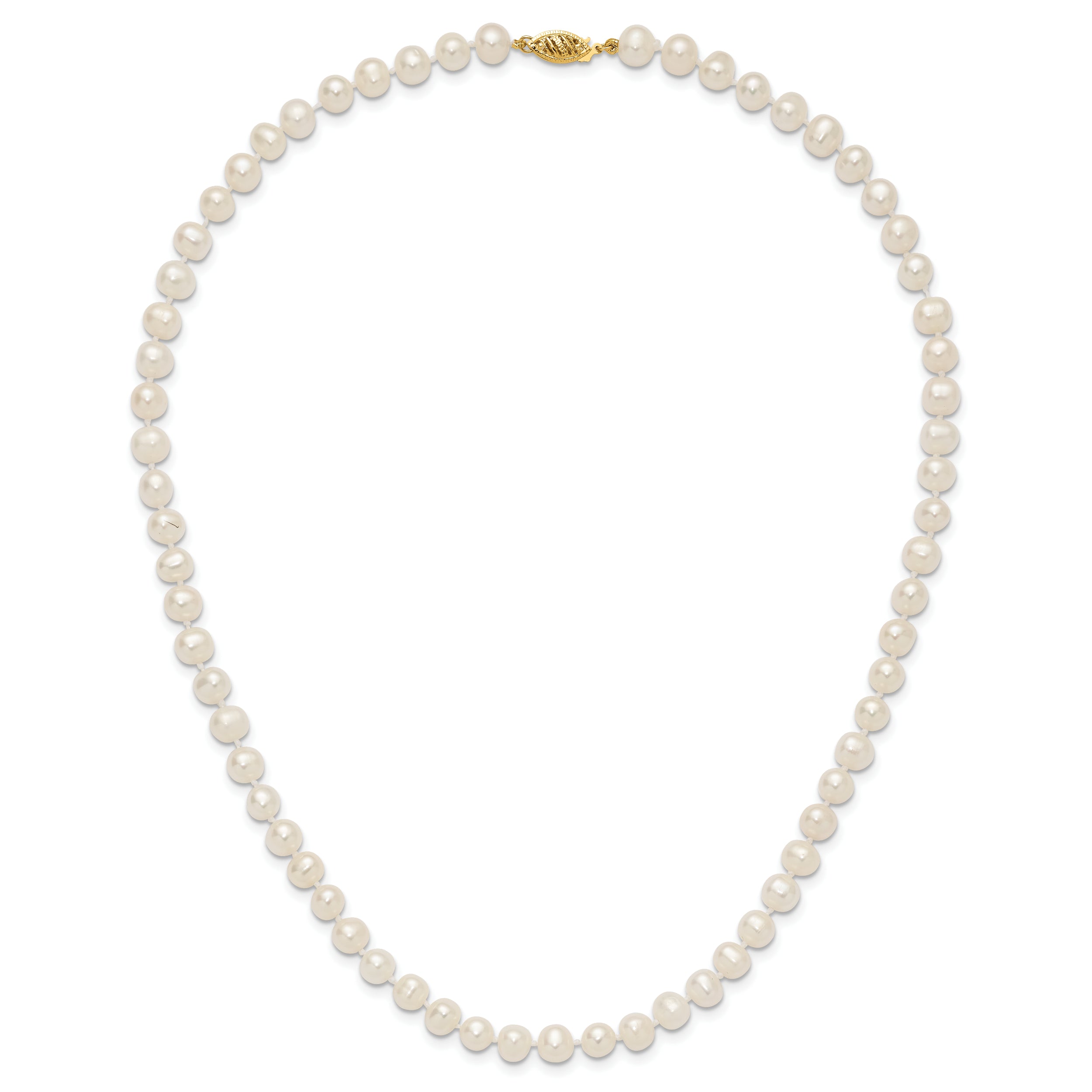 14k 6-7mm White Near-Round Freshwater Cultured Pearl 18 inch Necklace