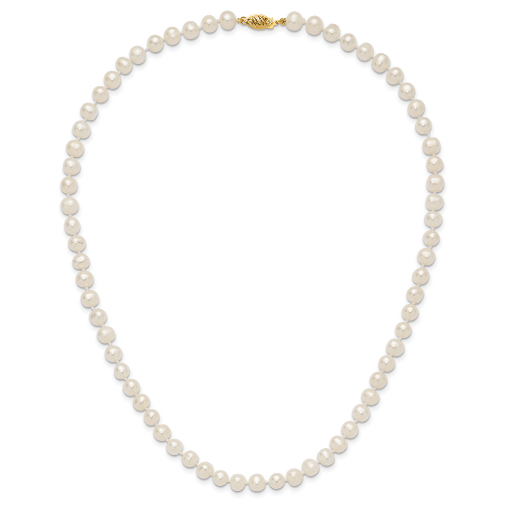 14k 6-7mm White Near Round Freshwater Cultured Pearl 8.25 inch Bracelet
