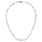 14K White Gold White Freshwater Cultured Pearl Necklace 6-7mm