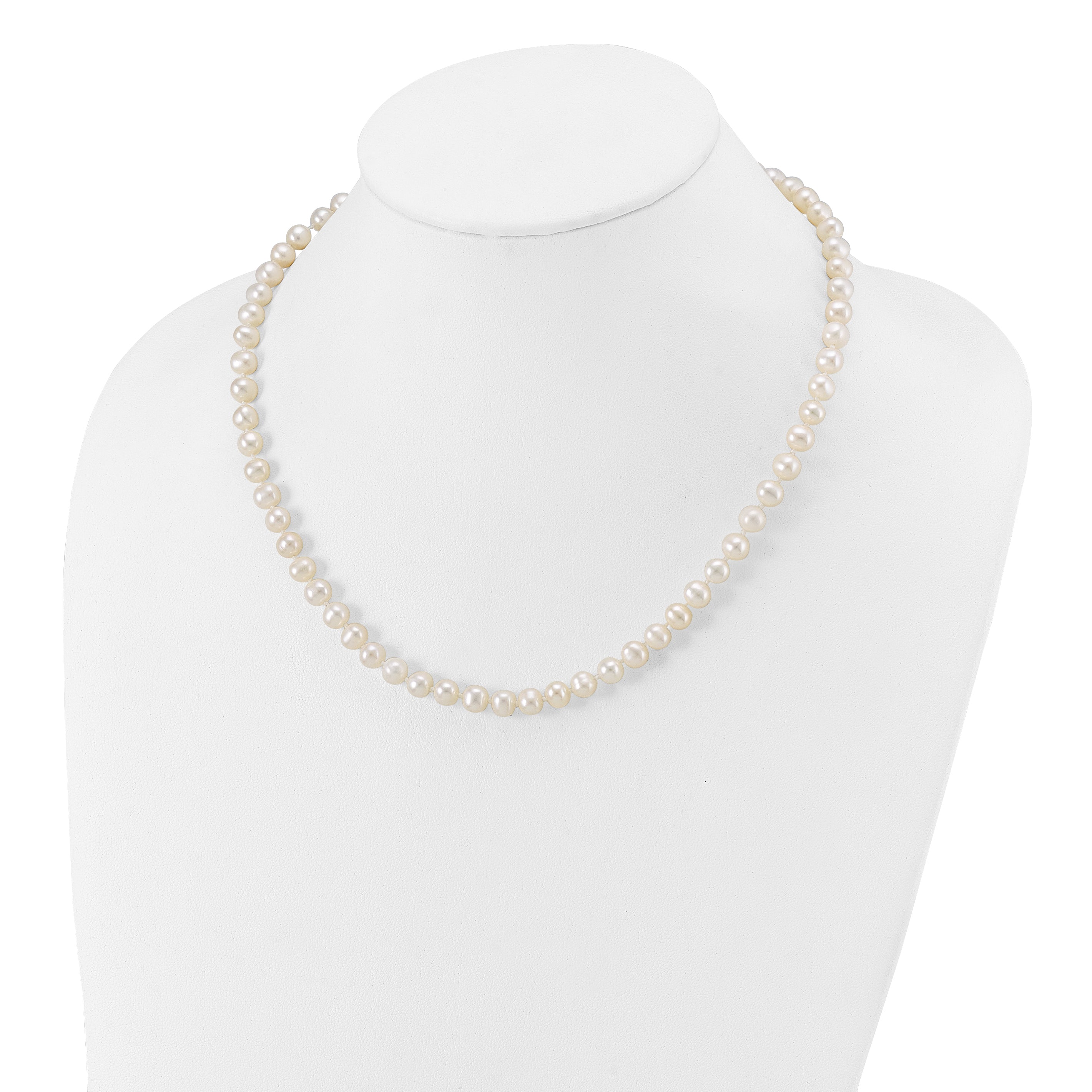 14k White Gold 6-7mm White Near Round Freshwater Cultured Pearl 18 inch Necklace