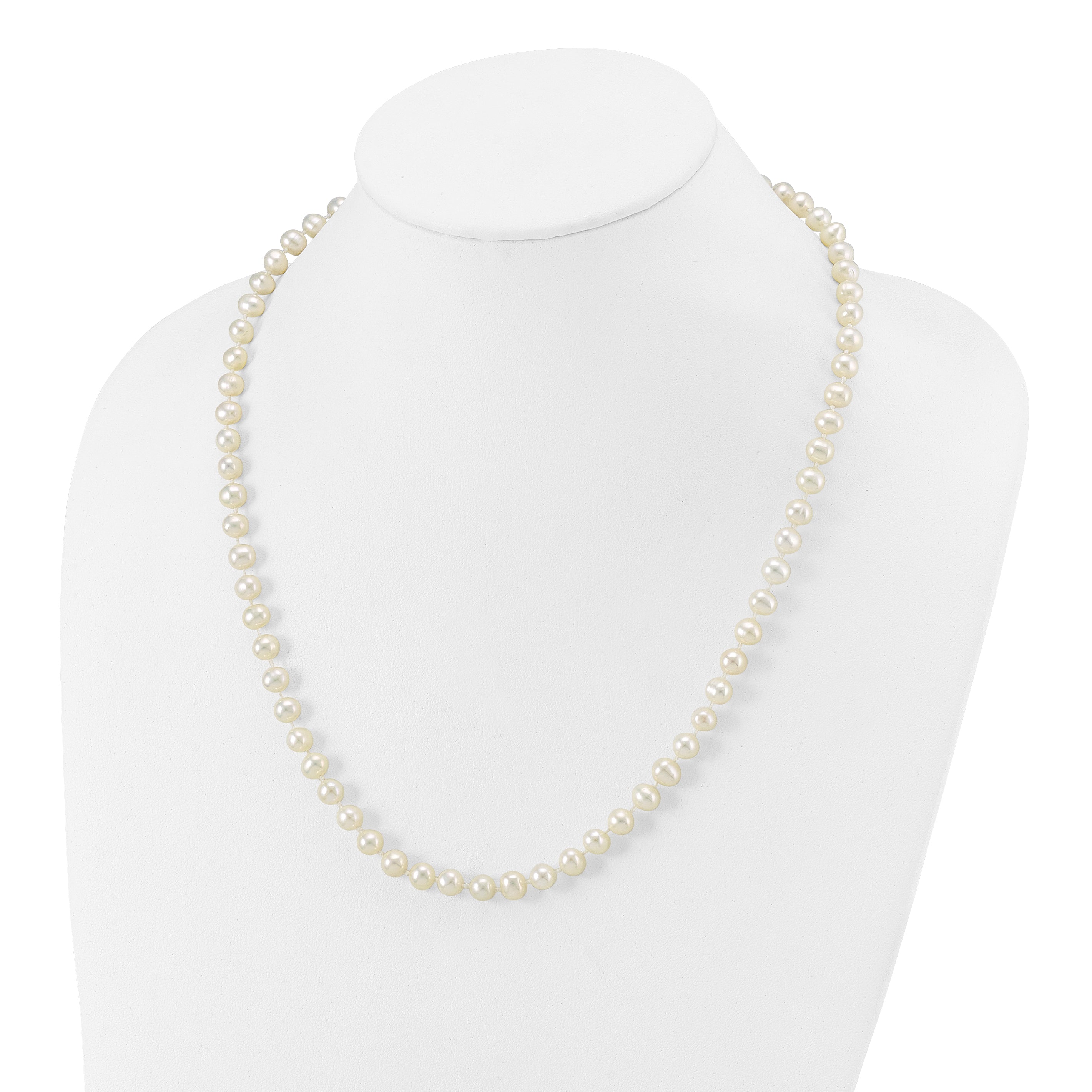 14k White Gold 6-7mm White Near Round Freshwater Cultured Pearl 20 inch Necklace