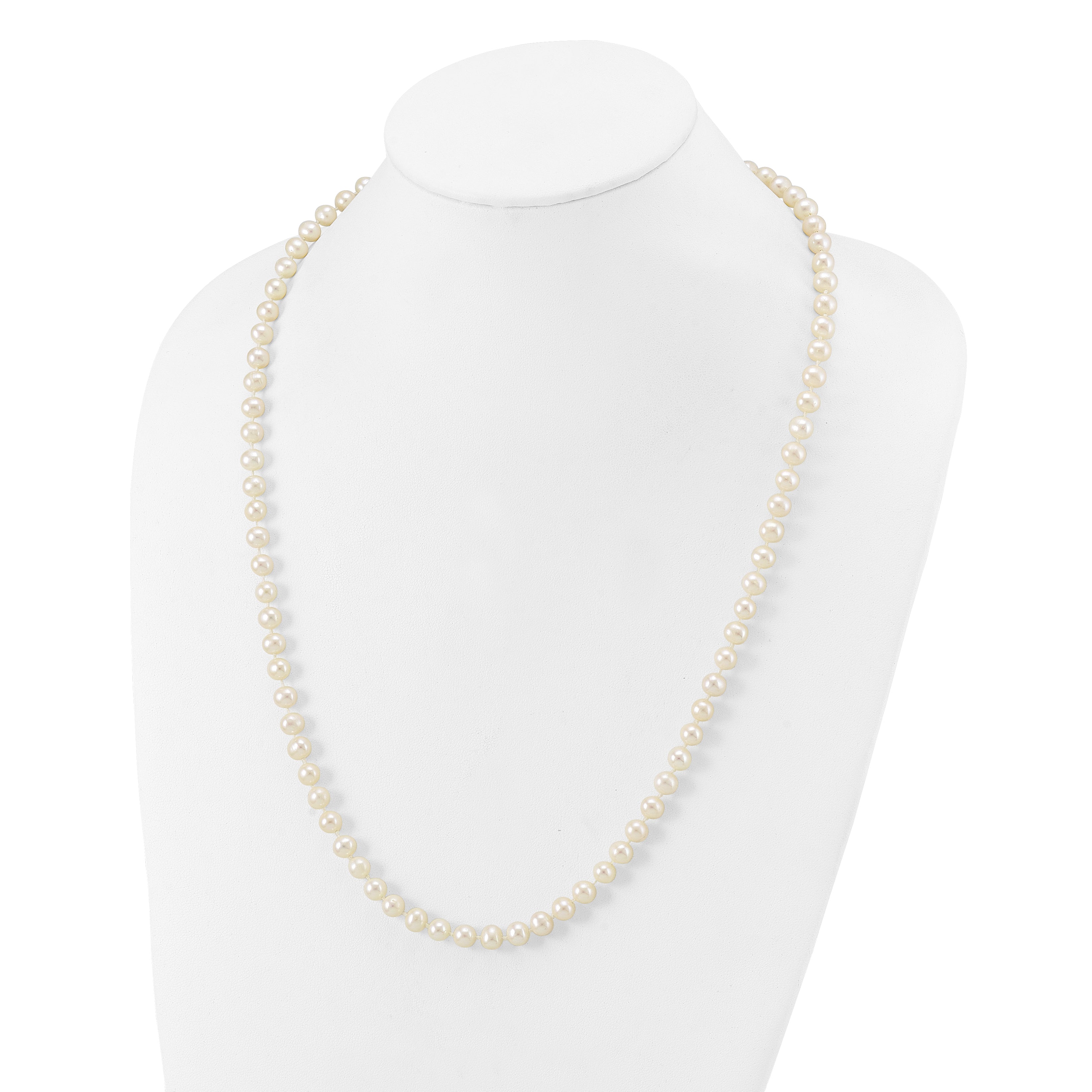 14k White Gold 6-7mm White Near Round Freshwater Cultured Pearl 24 inch Necklace