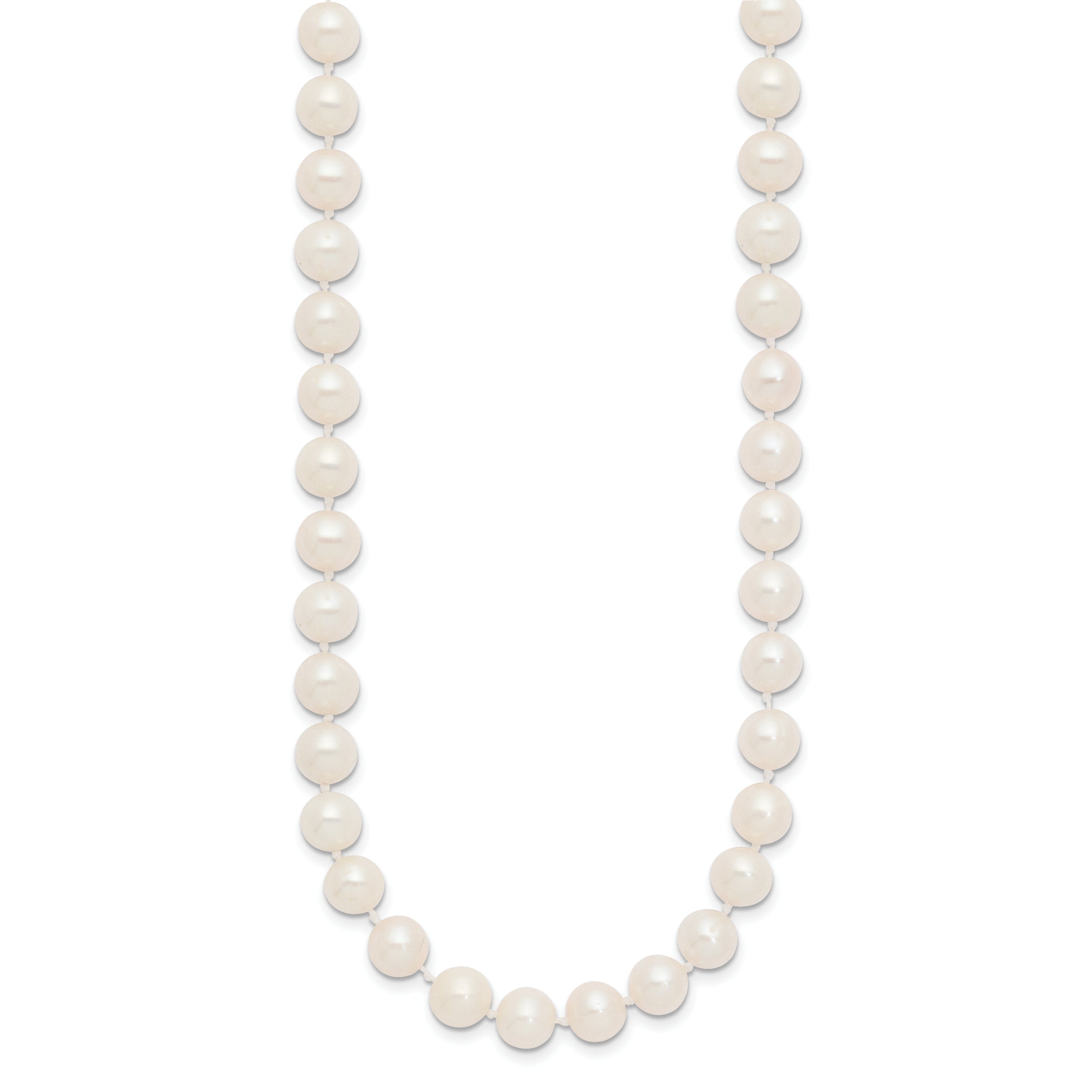 10k 7-8 mm White Near-Round Freshwater Cultured Pearl 28 inch Necklace