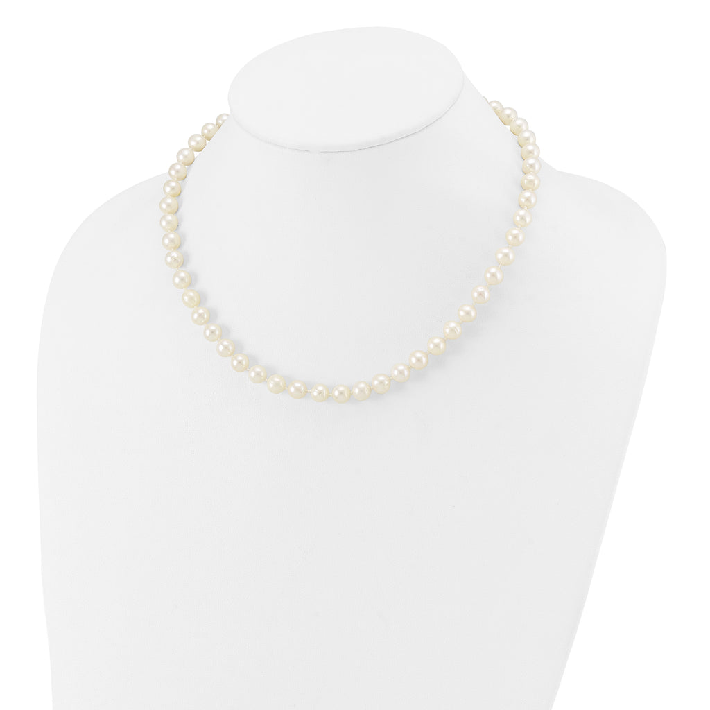 10 Karat 7-8mm White Near-Round Freshwater Cultured Pearl 16 inch Necklace - View 3