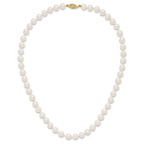 14k 7-8mm Near Round White Freshwater Cultured Pearl 8.25 inch Bracelet