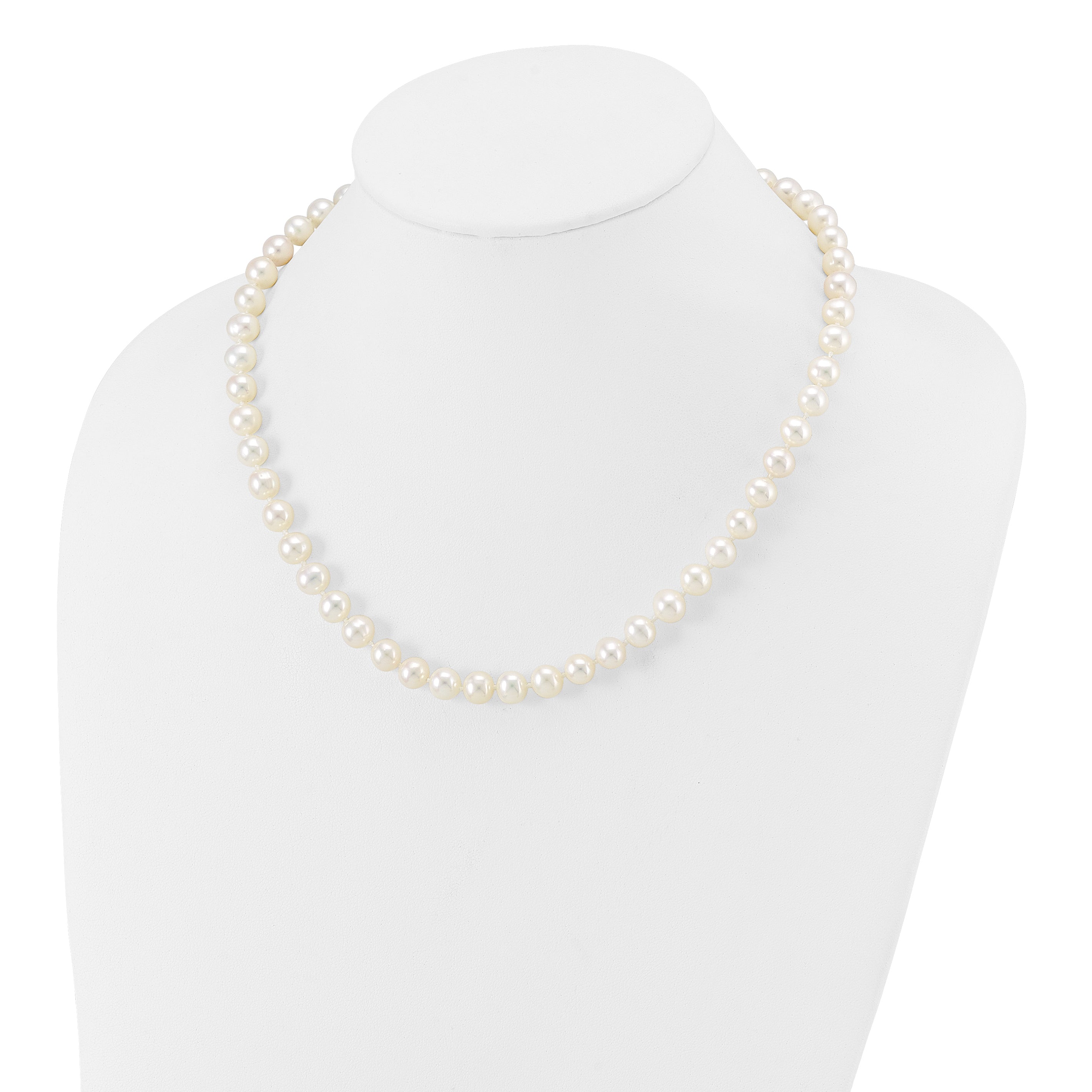 14k 7-8mm White Near-Round Freshwater Cultured Pearl 18 inch Necklace