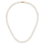 14k 7-8mm Near Round White Freshwater Cultured Pearl 8.25 inch Bracelet