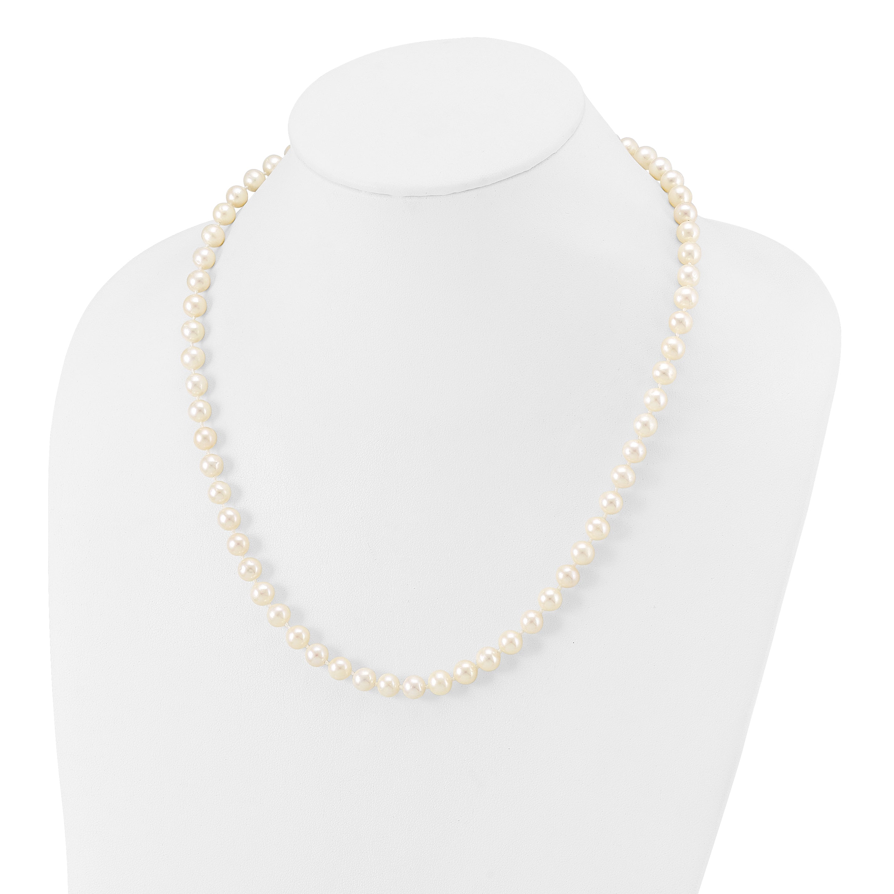 14K Yellow Gold White Freshwater Cultured Pearl Necklace 7-8mm Secondary image