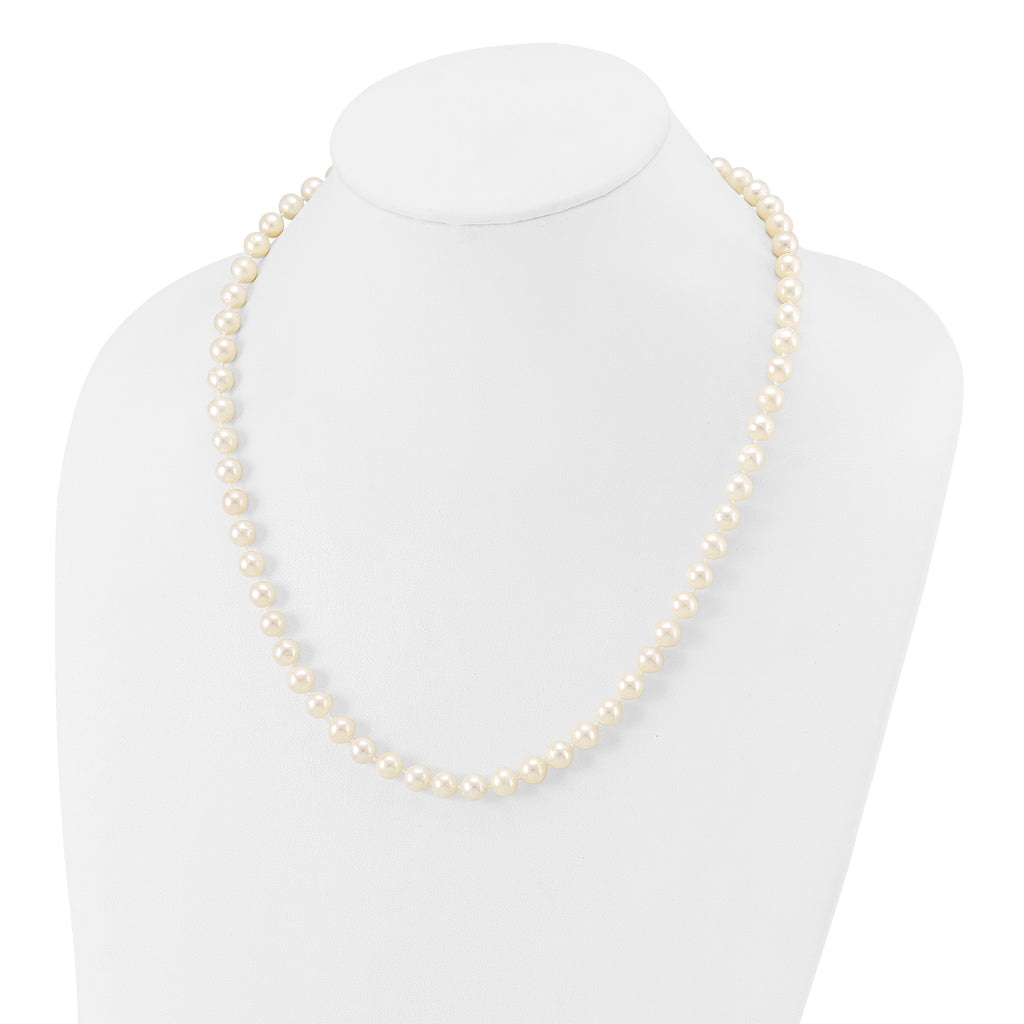 14K Yellow Gold White Freshwater Cultured Pearl Necklace 7-8mm
