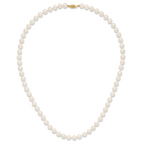 14K Yellow Gold White Freshwater Cultured Pearl Necklace 7-8mm