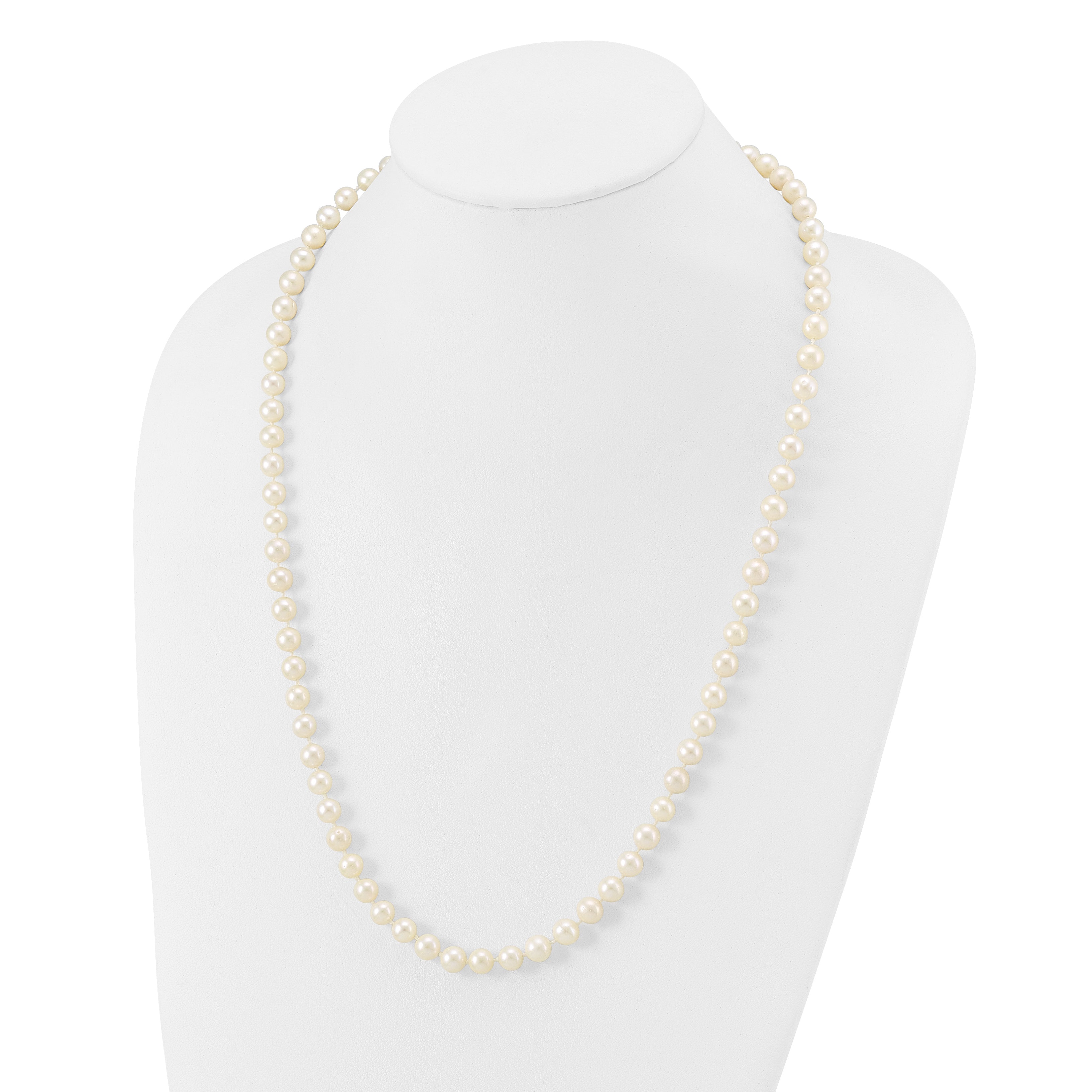 14k 7-8mm White Near-Round Freshwater Cultured Pearl 24 inch Necklace