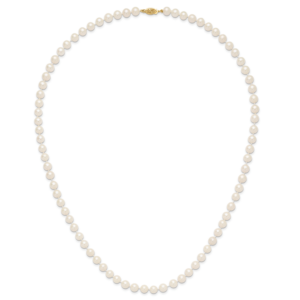14k 7-8mm Near Round White Freshwater Cultured Pearl 8.25 inch Bracelet