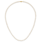 14k 7-8mm Near Round White Freshwater Cultured Pearl 8.25 inch Bracelet