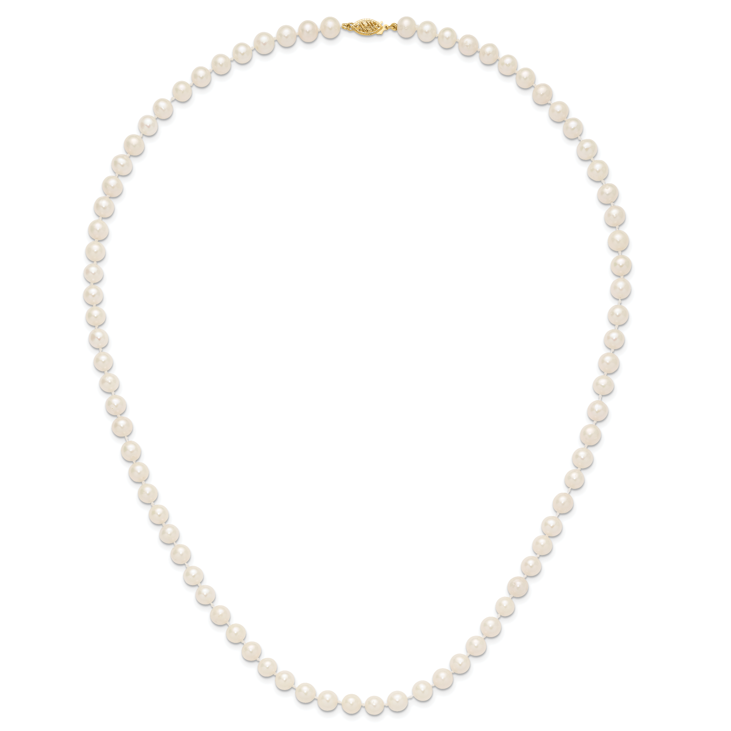 14k 7-8mm Near Round White Freshwater Cultured Pearl 8.25 inch Bracelet