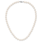 14k White Gold 7-8mm White Near Round  Freshwater Cultured Pearl 8.25 inch Bracelet