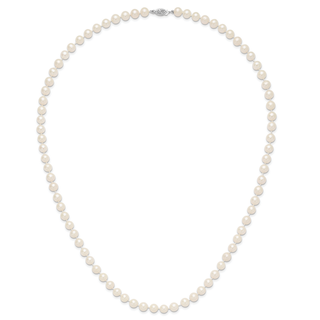 14k White Gold 7-8mm White Near Round  Freshwater Cultured Pearl 8.25 inch Bracelet