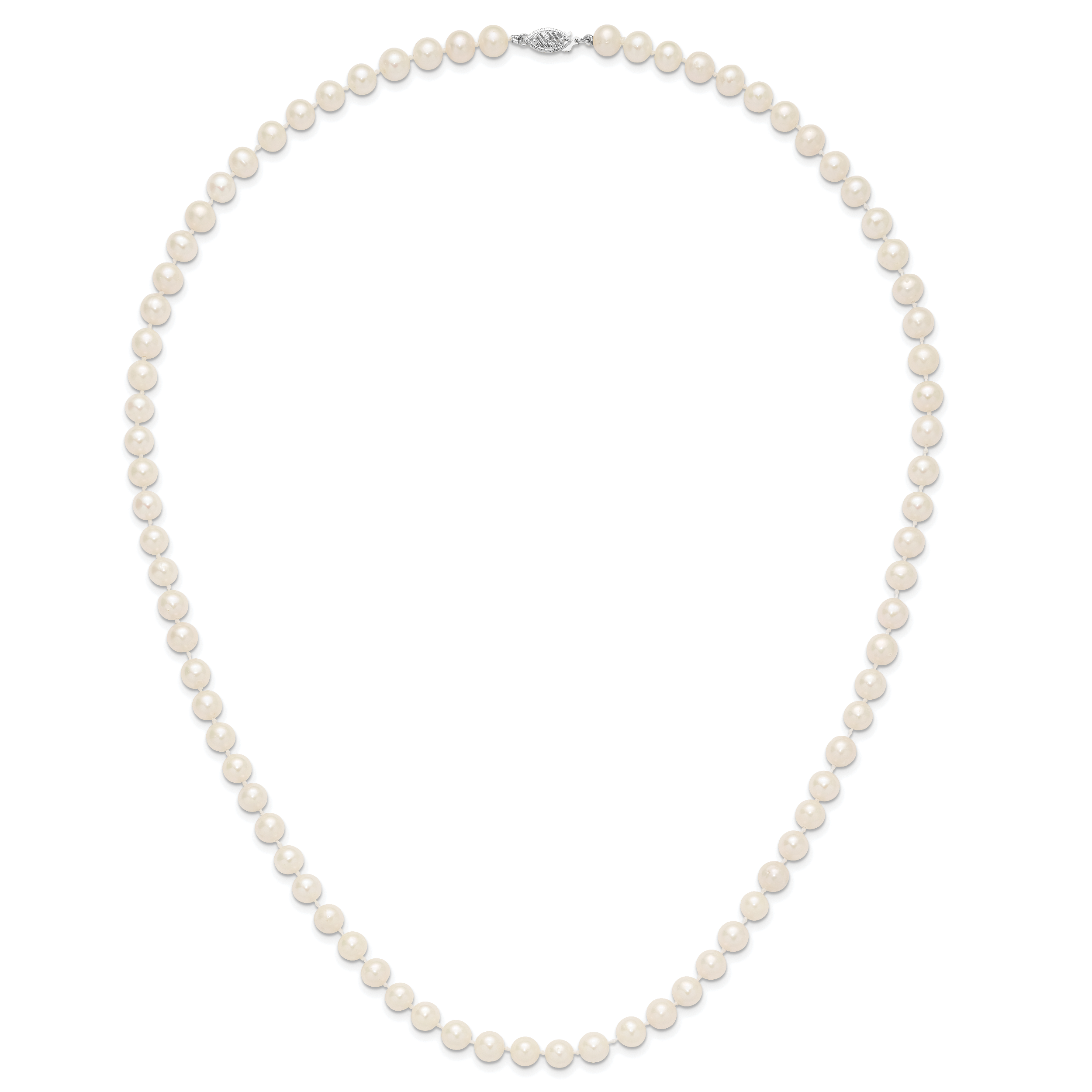 14k White Gold 7-8mm White Near Round  Freshwater Cultured Pearl 8.25 inch Bracelet
