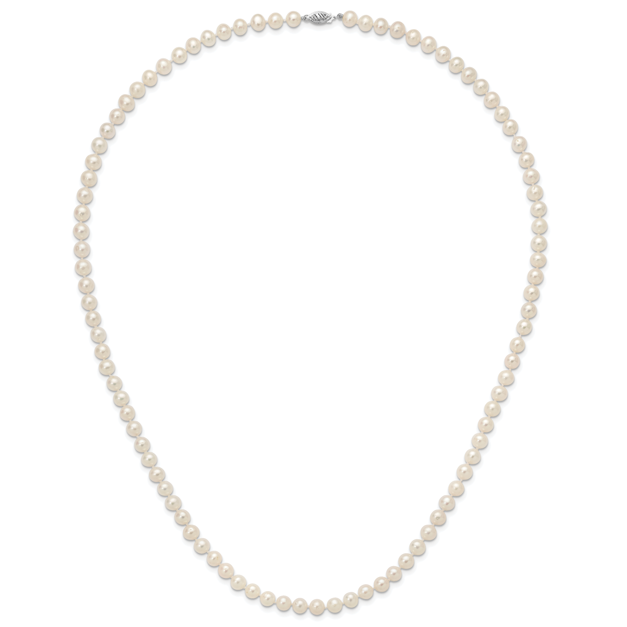 14k White Gold 7-8mm White Near Round  Freshwater Cultured Pearl 8.25 inch Bracelet
