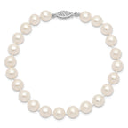14k White Gold 7-8mm White Near Round  Freshwater Cultured Pearl 8.25 inch Bracelet