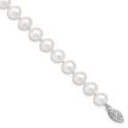 14k White Gold 7-8mm White Near Round  Freshwater Cultured Pearl 8.25 inch Bracelet