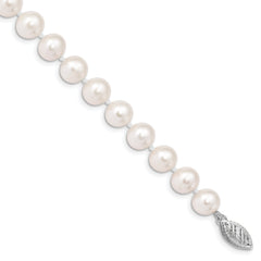 14k White Gold 7-8mm White Near Round  Freshwater Cultured Pearl 8.25 inch Bracelet