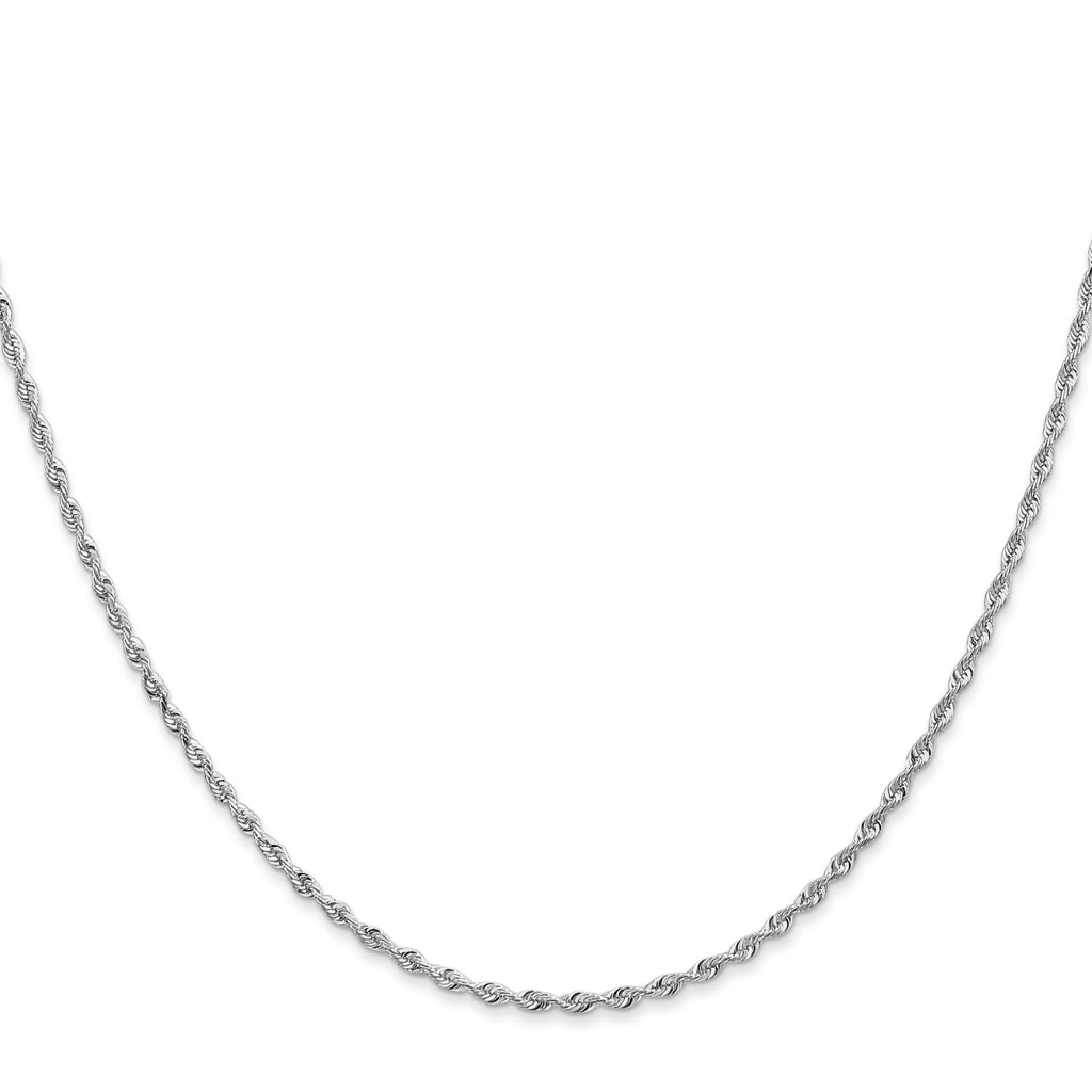 14K White Gold Solid Diamond-Cut Rope Chain Necklace 1.85mm