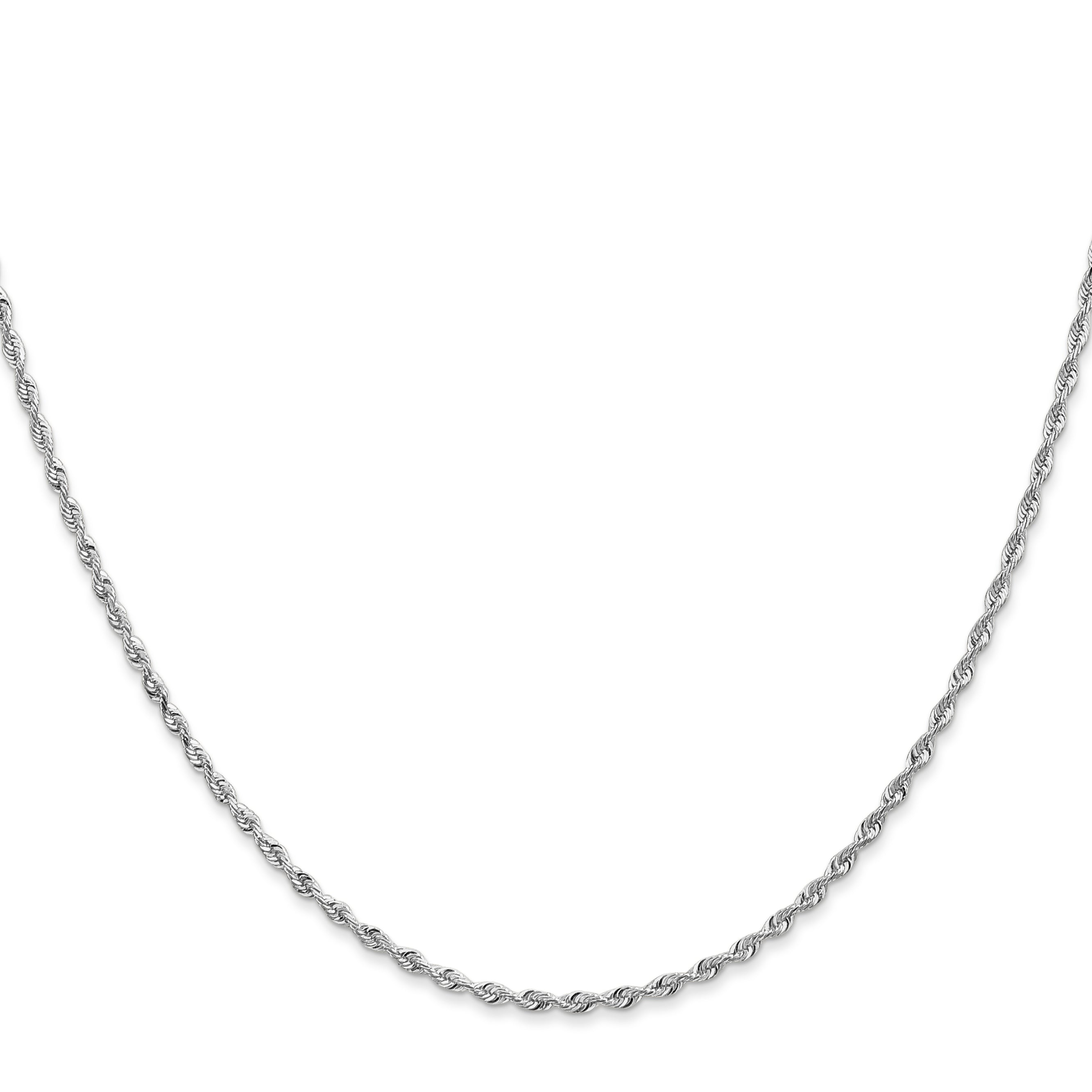 14K White Gold Solid Diamond-Cut Rope Chain Necklace 1.85mm