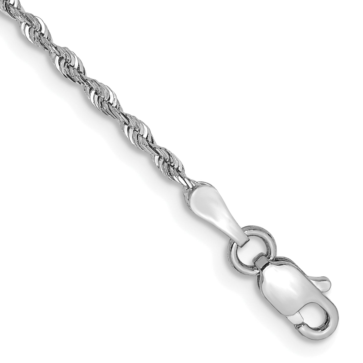 14K White Gold 10 Inch 1.85mm Diamond-cut Quadruple Rope Lobster Clasp Chain Main image