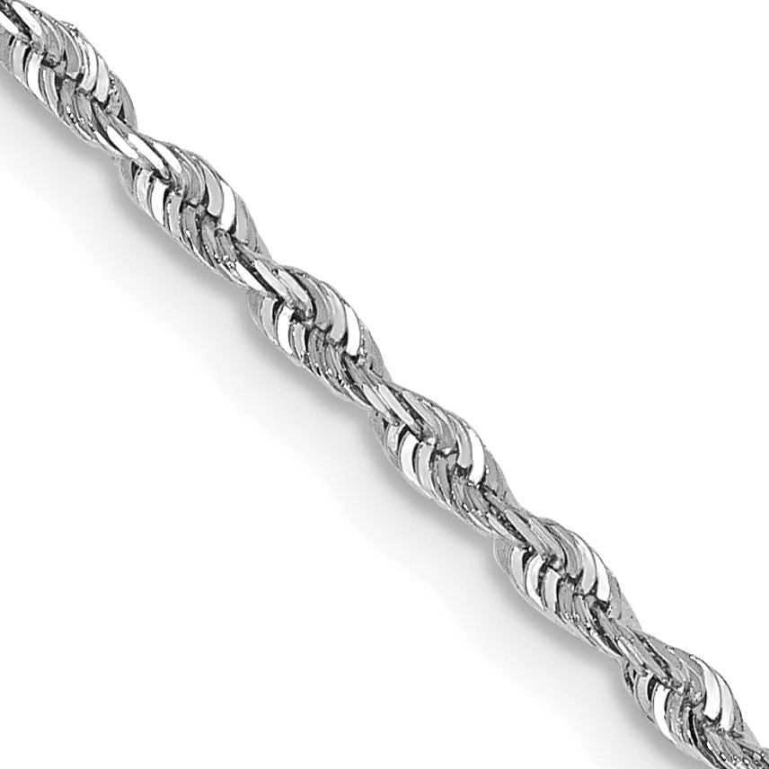 14K White Gold 30 Inch 1.85mm Diamond-cut Quadruple Rope Lobster Clasp Chain