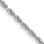 14K White Gold Solid Diamond-Cut Rope Chain Necklace 1.85mm