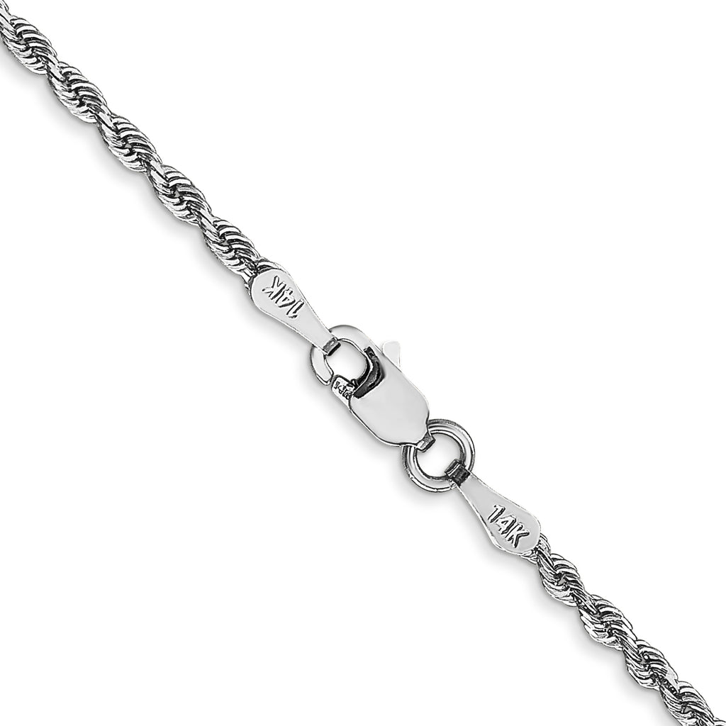 14K White Gold 30 Inch 2mm Diamond-cut Quadruple Rope Lobster Clasp Chain