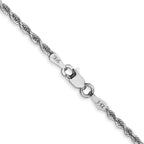 14K White Gold 30 Inch 2mm Diamond-cut Quadruple Rope Lobster Clasp Chain