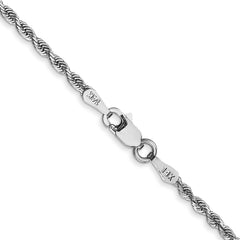 14K White Gold 30 Inch 2mm Diamond-cut Quadruple Rope Lobster Clasp Chain
