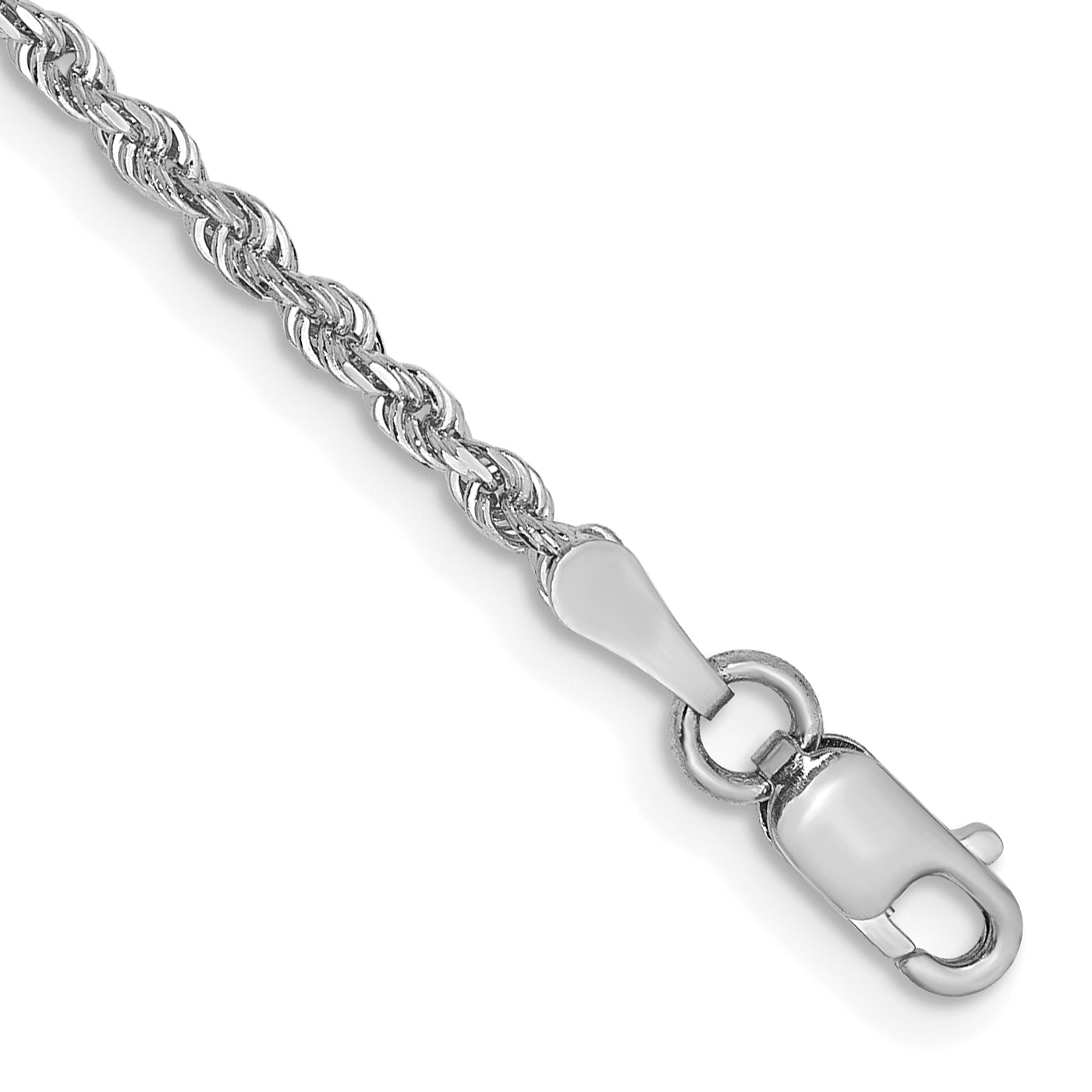 14K White Gold 10 Inch 2mm Diamond-cut Quadruple Rope Lobster Clasp Chain Main image
