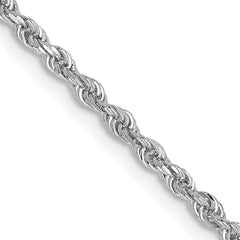 14K White Gold 30 Inch 2mm Diamond-cut Quadruple Rope Lobster Clasp Chain
