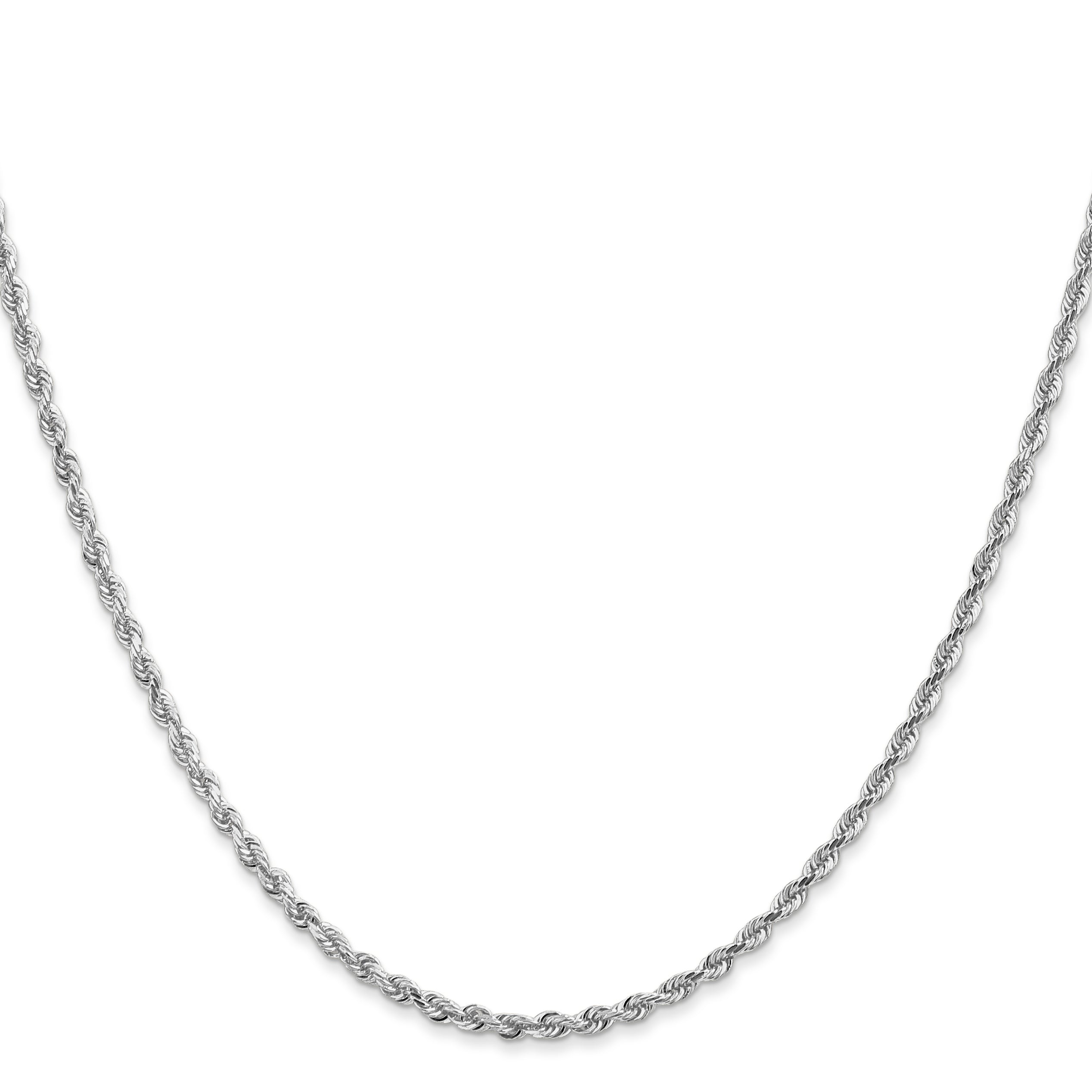 14K White Gold 30 Inch 2.25mm Diamond-cut Quadruple Rope Lobster Clasp Chain