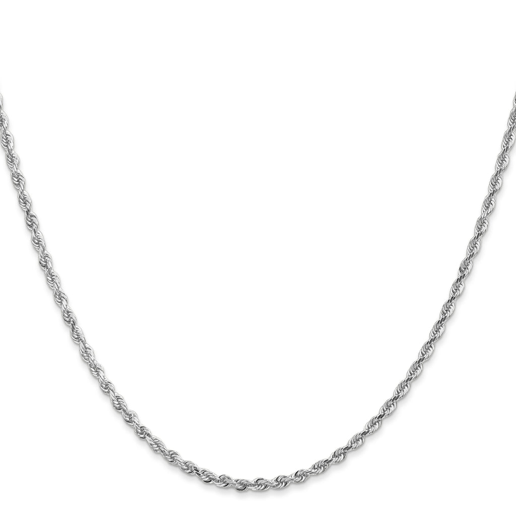 14K White Gold Solid Diamond-Cut Rope Chain Necklace 2.25mm