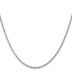 14K White Gold Solid Diamond-Cut Rope Chain Necklace 2.25mm