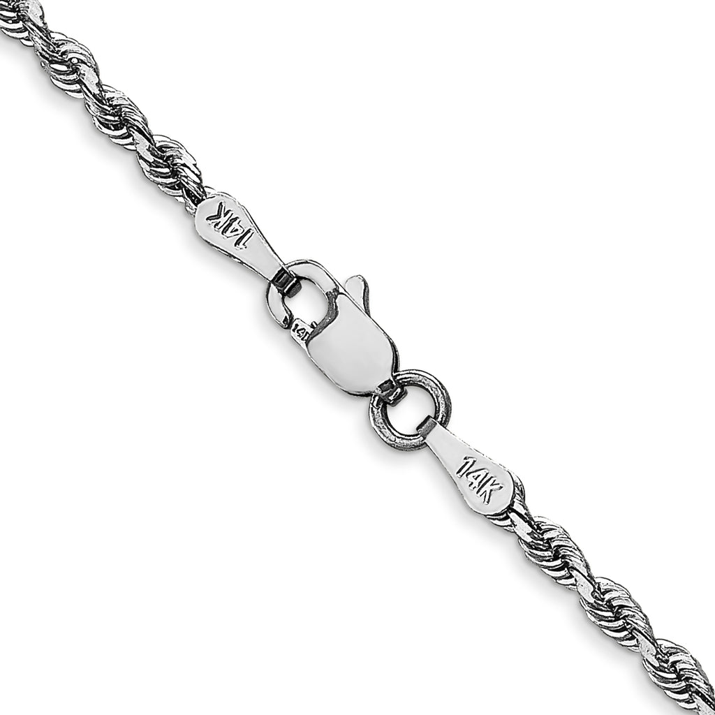 14K White Gold Solid Diamond-Cut Rope Chain Necklace 2.25mm