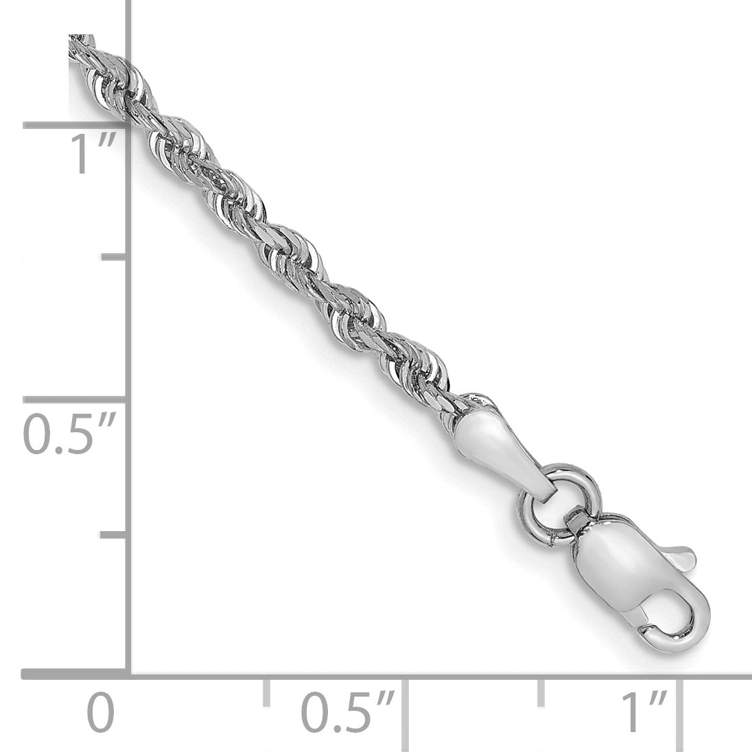 14K White Gold 7 Inch 2.25mm Diamond-cut Quadruple Rope Lobster Clasp Chain Secondary image