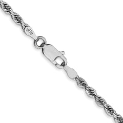 14K White Gold 24 Inch 2.75mm Diamond-cut Quadruple Rope Lobster Clasp Chain