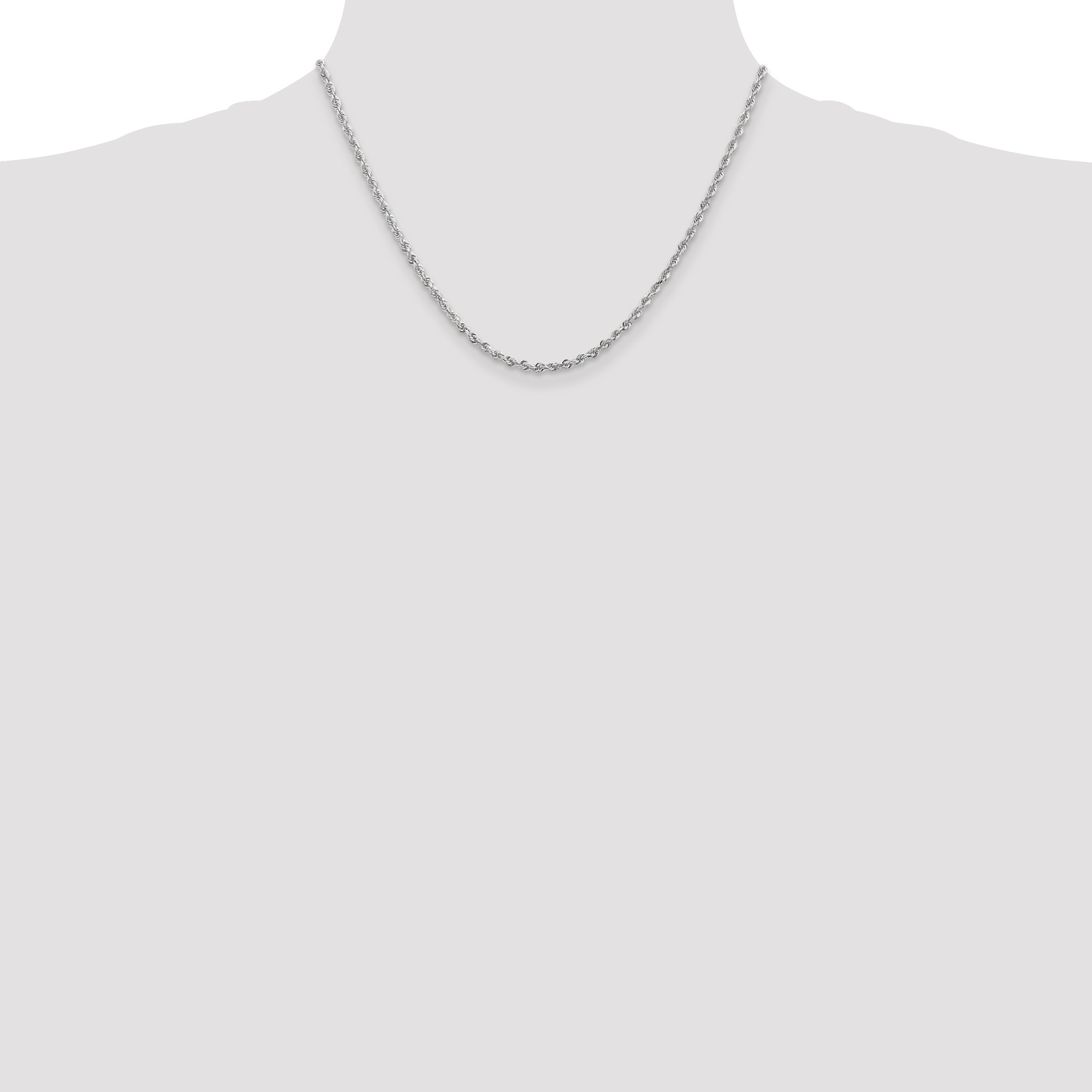 14K White Gold Solid Diamond-Cut Rope Chain Necklace 2.75mm