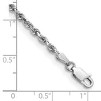 14K White Gold 8 Inch 2.75mm Diamond-Cut Quadruple Rope Lobster Clasp Chain