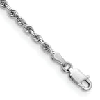 14K White Gold 8 Inch 2.75mm Diamond-Cut Quadruple Rope Lobster Clasp Chain