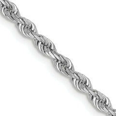 14K White Gold 24 Inch 2.75mm Diamond-cut Quadruple Rope Lobster Clasp Chain