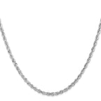 14K White Gold Solid Diamond-Cut Rope Chain Necklace 3mm