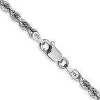 14K White Gold Solid Diamond-Cut Rope Chain Necklace 3mm