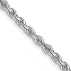 14K White Gold Solid Diamond-Cut Rope Chain Necklace 3mm