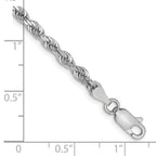 14K White Gold 8 Inch 3.35mm Diamond-cut Quadruple Rope Lobster Clasp Chain